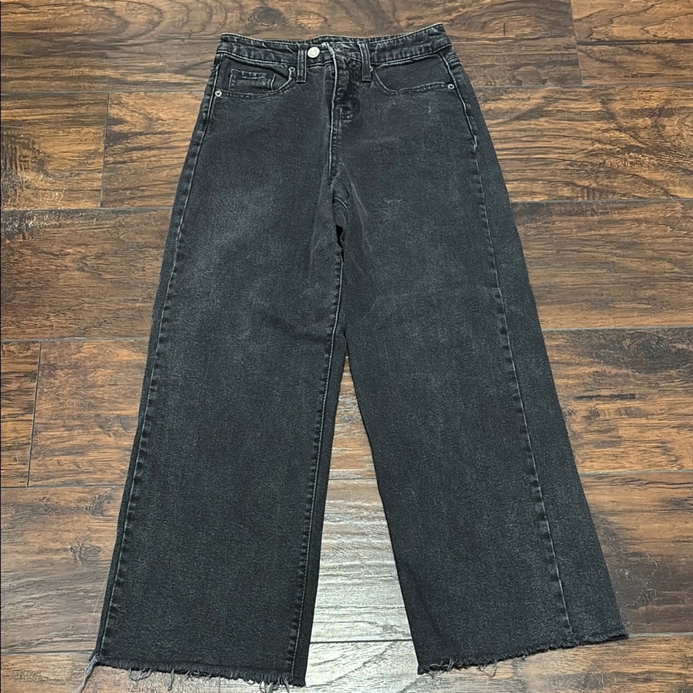 Women's Black Wide-Leg high rise skater Jeans